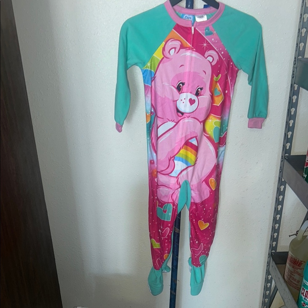 Care Bears Pink and Green Footies One Piece